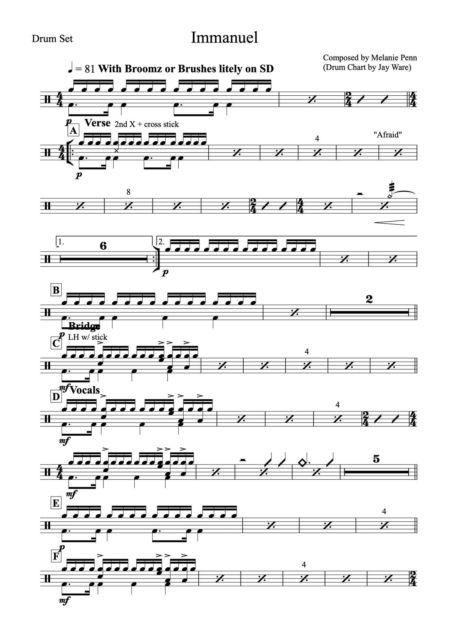 IMMANUEL – Drum Parts (PDF Download)